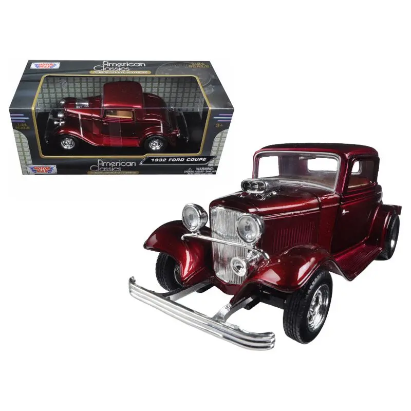 1932 Ford Coupe Burgundy 1/24 Diecast Model Car By Motormax 1