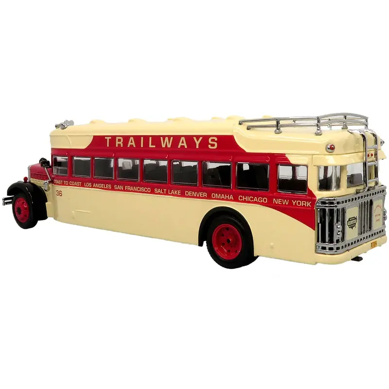 1935 Mack Bk Coach Bus "Trailways" Beige And Red "Vintage Bus & Motorcoach Collection" Limited Edition To 504 Pieces Worldwide 1/64 Diecast Model By Iconic Replicas 1