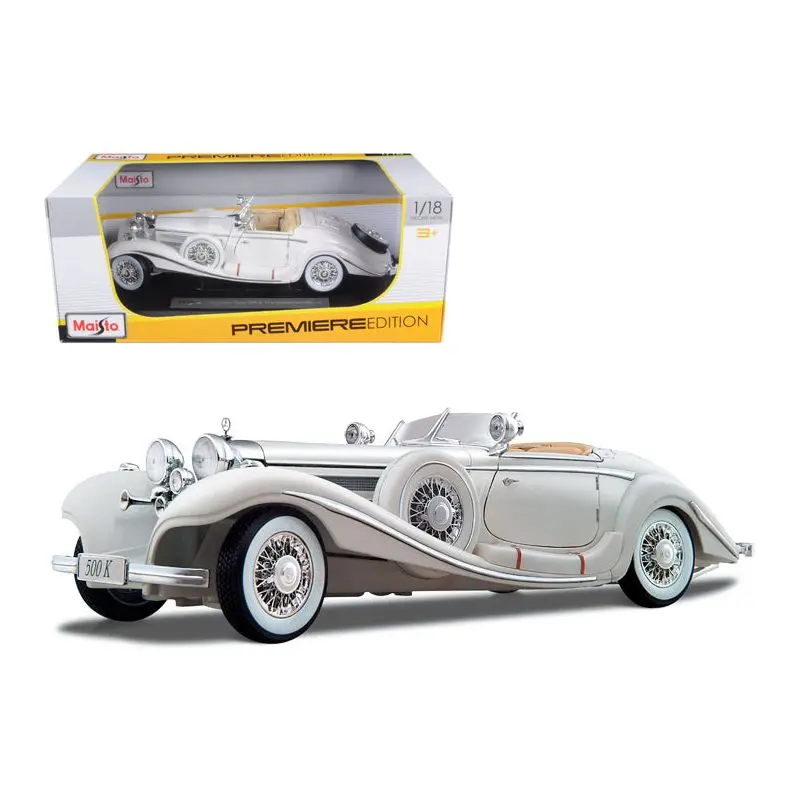 1936 Mercedes Benz 500 K Special Roadster White 1/18 Diecast Model Car By Maisto 1