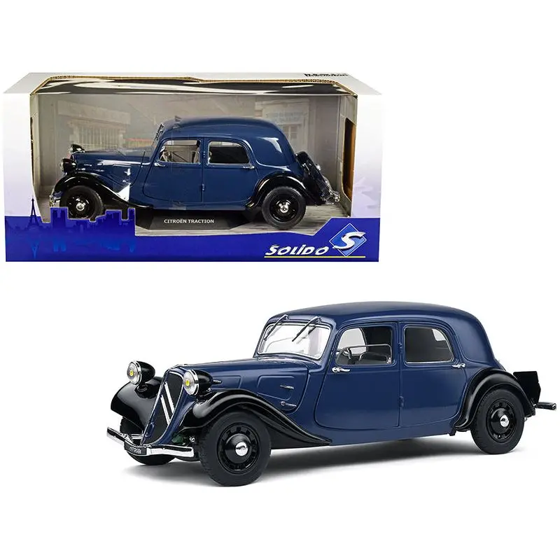 1937 Citroen Traction Dark Blue And Black 1/18 Diecast Model Car By Solido 1