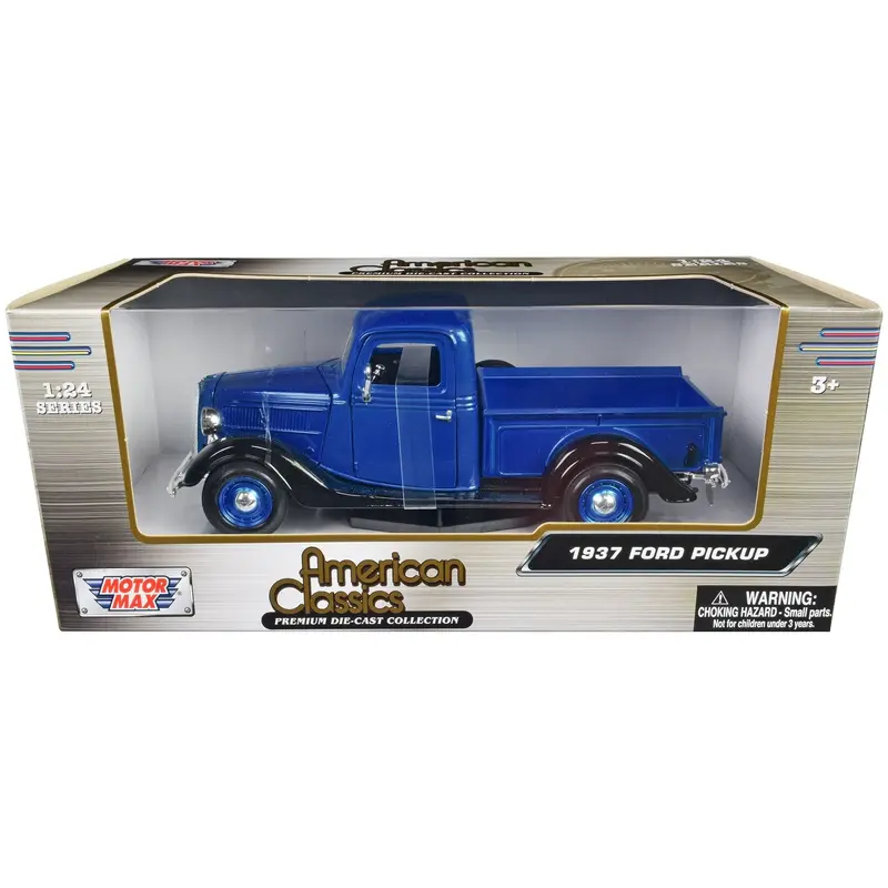 1937 Ford Pickup Truck Blue Metallic And Black "American Classics" 1/24 Diecast Model Car By Motormax 1