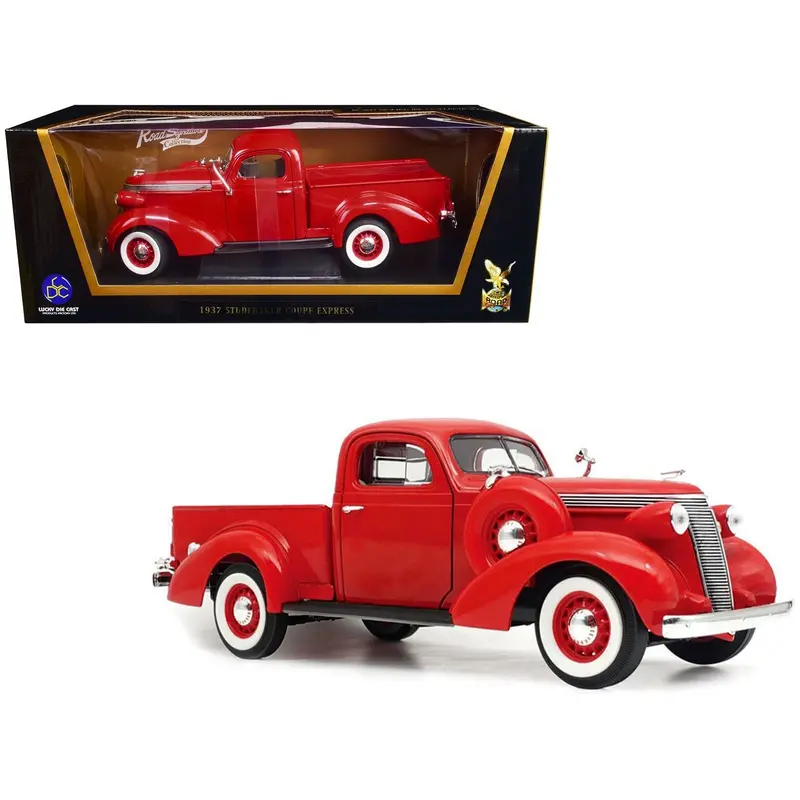 1937 Studebaker Coupe Express Pickup Truck Red 1/18 Diecast Model Car By Road Signature 1