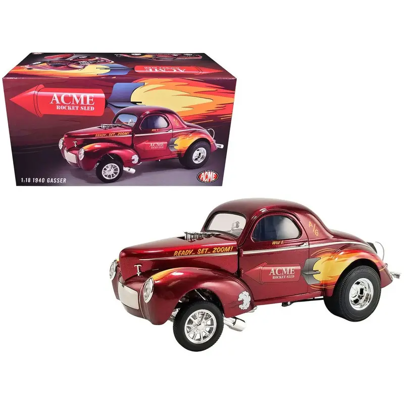 1940 Gasser "Acme Rocket Sled" Red Metallic With Graphics Limited Edition To 162 Pieces Worldwide 1/18 Die Cast Model Car By Acme 1