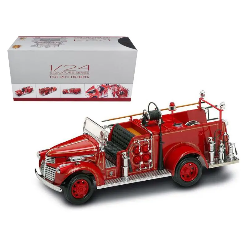 1941 Gmc Fire Engine Red With Accessories 1/24 Diecast Model Car By Road Signature 1