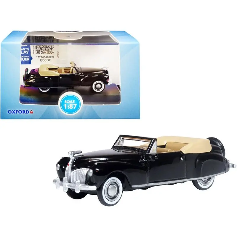 1941 Lincoln Continental Convertible Black With Tan Interior 1/87 (Ho) Scale Diecast Model Car By Oxford Diecast 1