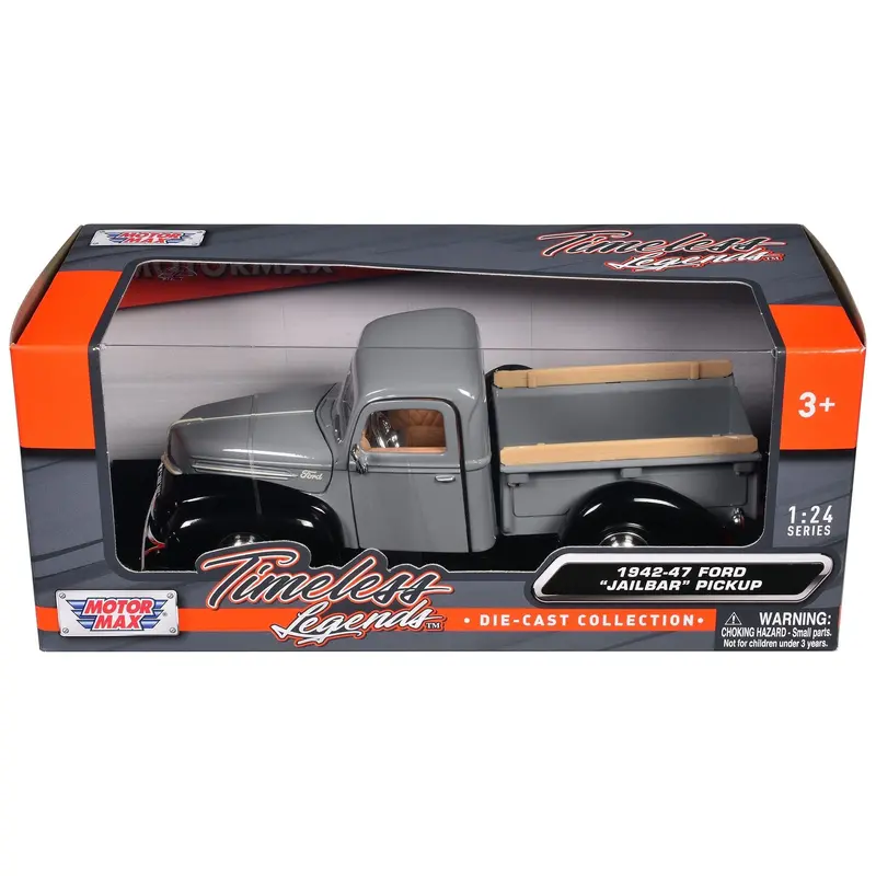 1942-47 Ford "Jailbar" Pickup Truck Gray And Black "Timeless Legends" Series 1/24 Diecast Model Car By Motormax 1