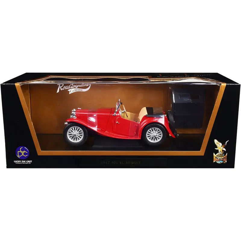 1947 Mg Tc Midget Red 1/18 Diecast Model Car By Road Signature 1