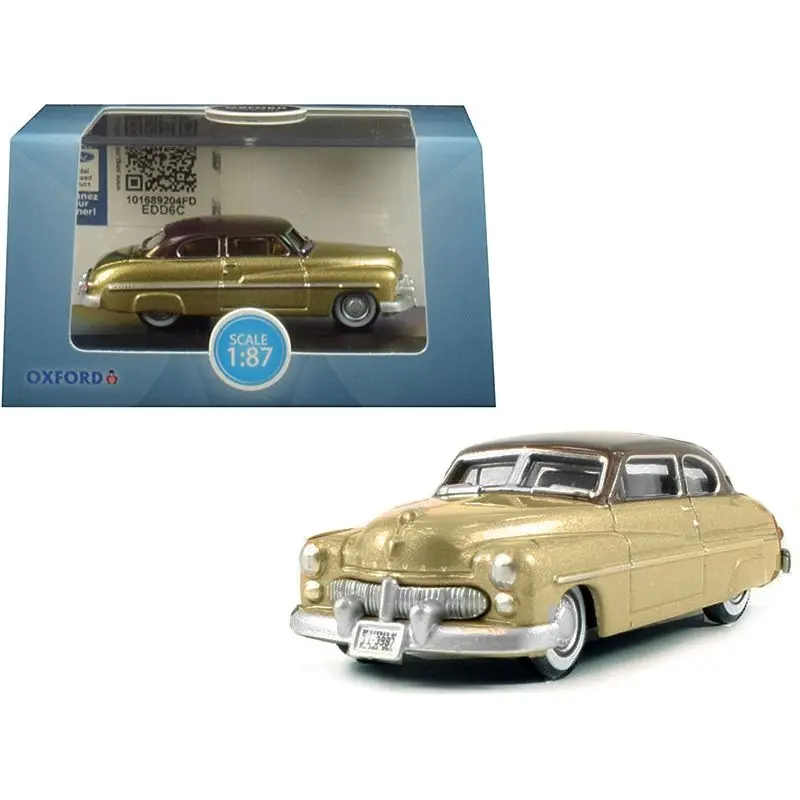 1949 Mercury Coupe Gold With Dark Brown Top 1/87 (Ho) Scale Diecast Model Car By Oxford Diecast 1