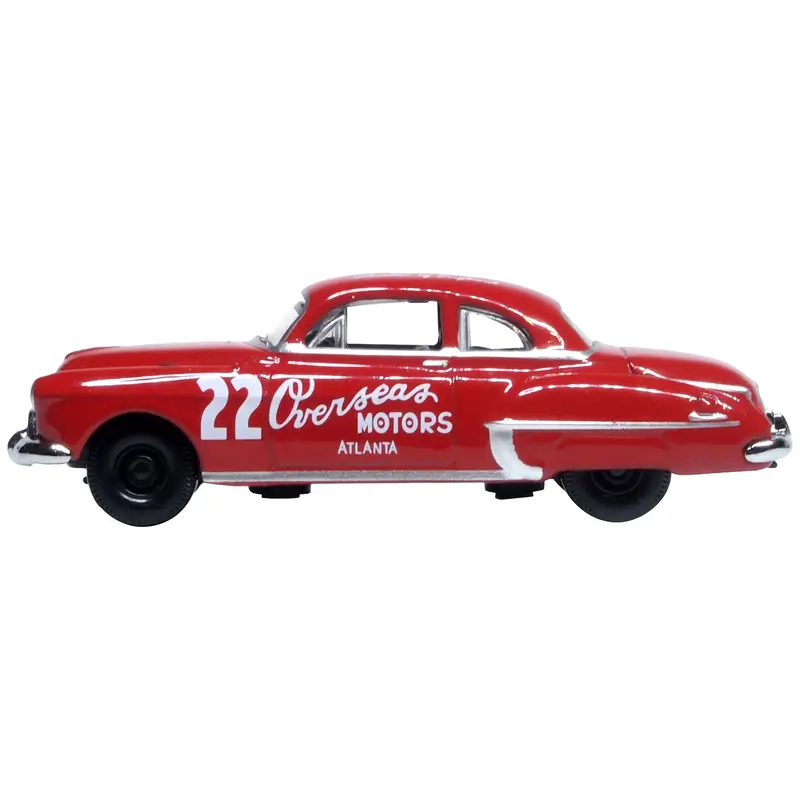 1949 Oldsmobile Rocket 88 Coupe #22 "Overseas Motors Atlanta" Red 1/87 (Ho) Scale Diecast Model Car By Oxford Diecast 1