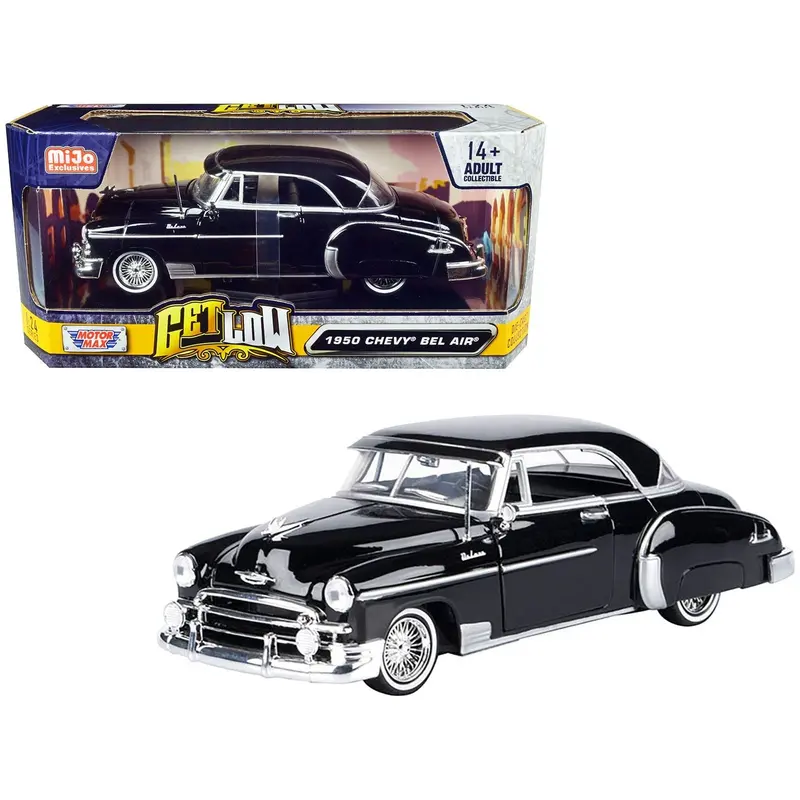 1950 Chevrolet Bel Air Lowrider Black "Get Low" Series 1/24 Diecast Model Car By Motormax 1