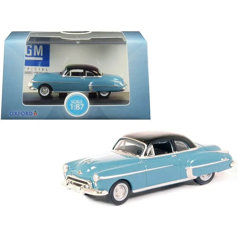 1950 Oldsmobile Rocket 88 Coupe Crest Blue With Black Top 1/87 (Ho) Scale Diecast Model Car By Oxford Diecast 1