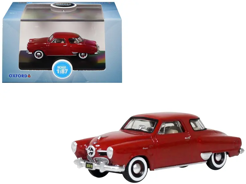1950 Studebaker Champion Starlight Coupe Commanche Red 1/87 (Ho) Scale Diecast Model Car By Oxford Diecast 1