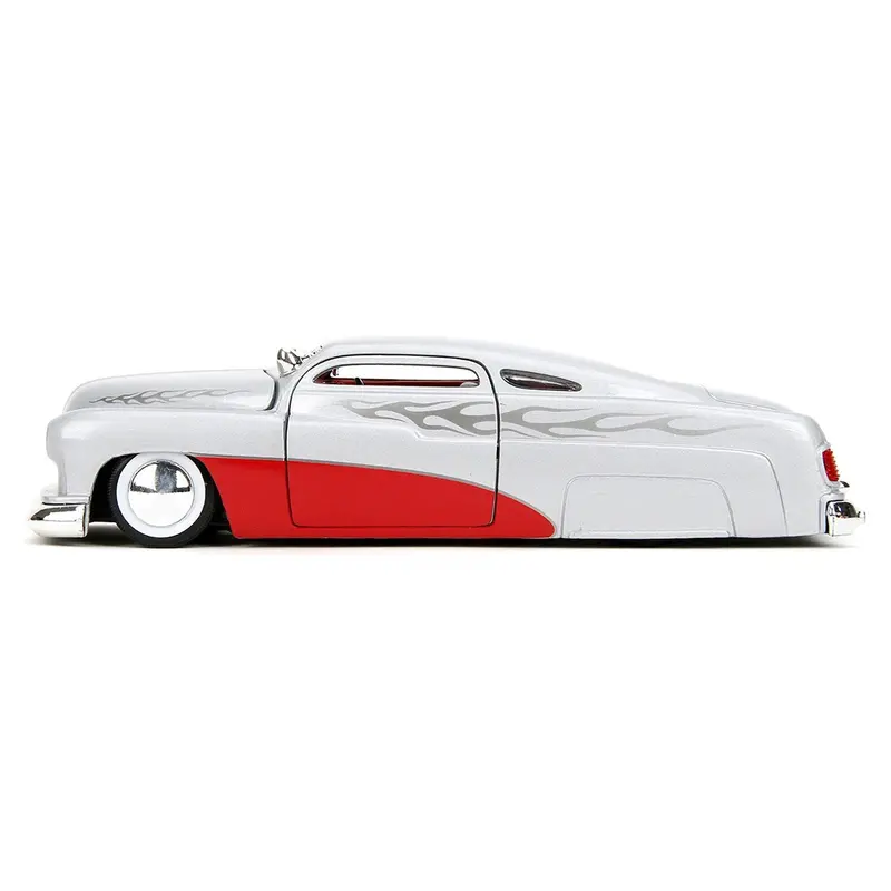 1951 Mercury Silver Metallic And Red With Flame Graphics And Red Interior "Bigtime Muscle" Series 1/24 Diecast Model Car By Jada 1