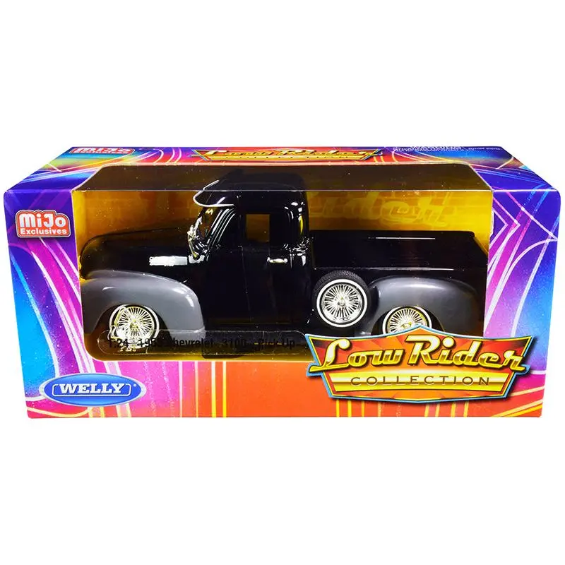 1953 Chevrolet 3100 Pickup Truck Black And Gray "Low Rider Collection" 1/24 Diecast Model Car By Welly 1