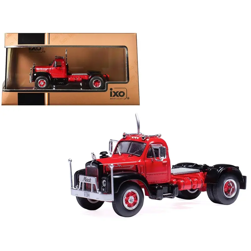 1953 Mack B 61 Truck Tractor Red And Black 1/64 Diecast Model By Ixo Models 1