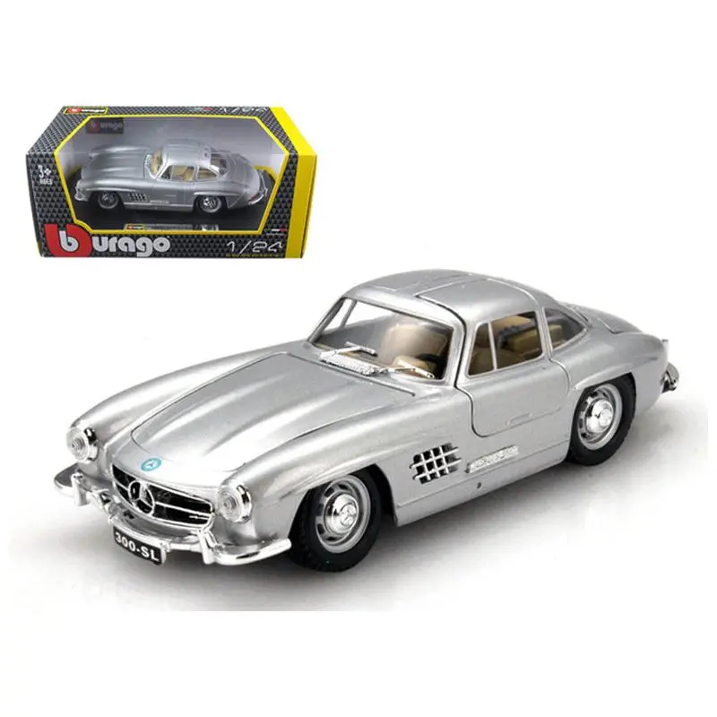 1954 Mercedes Benz 300 Sl Gullwing Silver 1/24 Diecast Model Car By Bburago 1