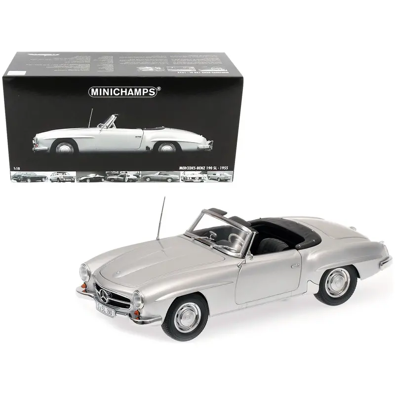 1955 Mercedes-Benz 190 Sl (W121) Silver 1/18 Diecast Model Car  By Minichamps 1