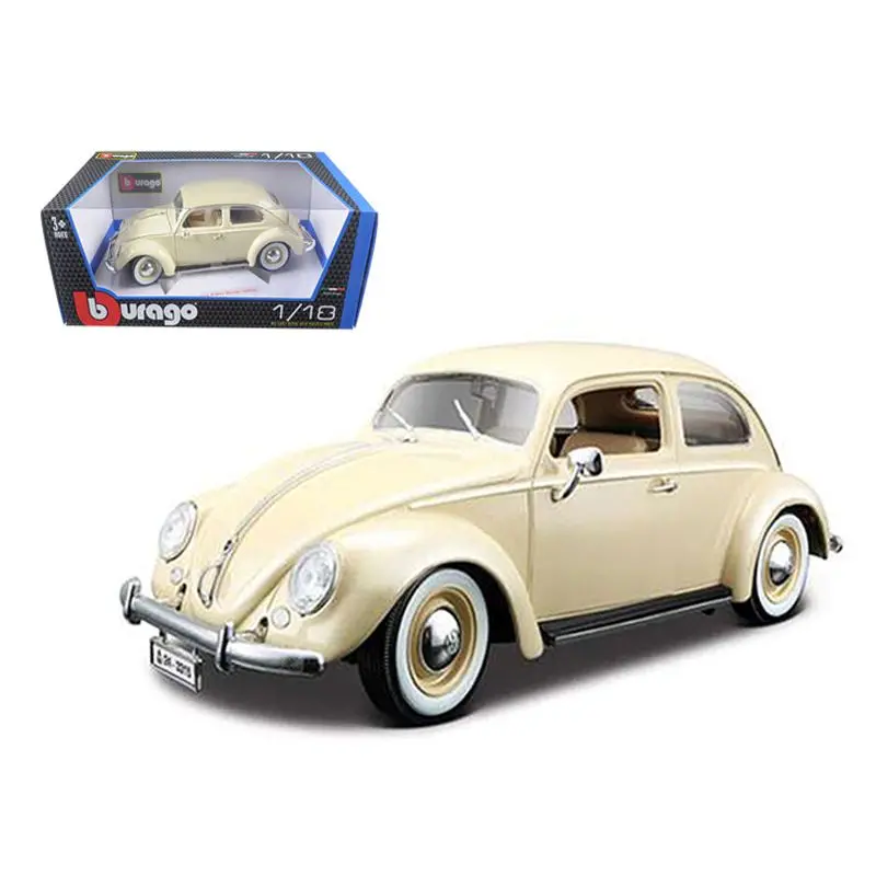 1955 Volkswagen Beetle Kafer Beige 1/18 Diecast Model Car By Bburago 1