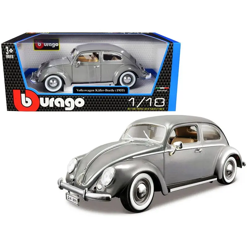 1955 Volkswagen Kafer Beetle Gray 1/18 Diecast Model Car By Bburago 1