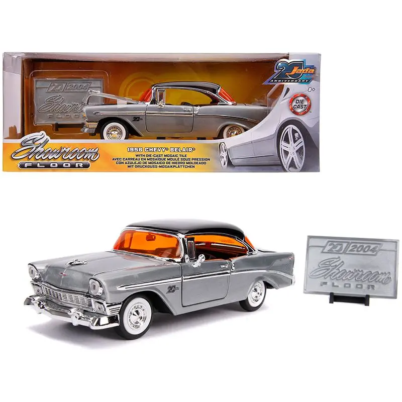 1956 Chevrolet Bel Air Raw Metal With Black Top "Showroom Floor" "Jada 20Th Anniversary" 1/24 Diecast Model Car By Jada 1