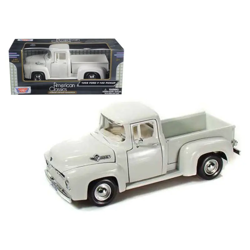 1956 Ford F-100 Pickup Truck White 1/24 Diecast Model Car By Motormax 1