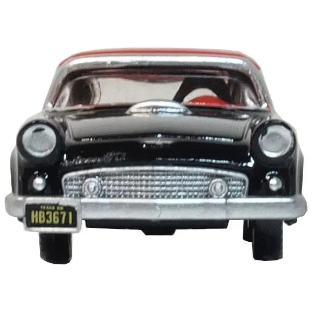 1956 Ford Thunderbird Raven Black With Fiesta Red Top 1/87 (Ho) Scale Diecast Model Car By Oxford Diecast 1