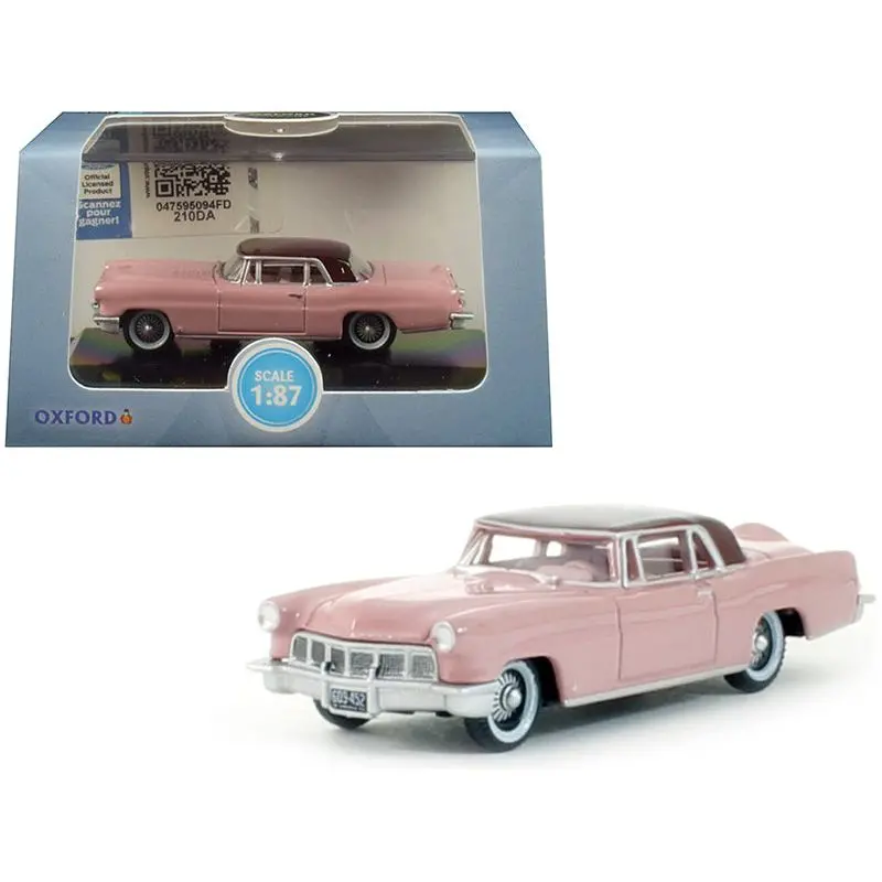 1956 Lincoln Continental Mark Ii Pink With Dubonnet Red Top 1/87 (Ho) Scale Diecast Model Car By Oxford Diecast 1