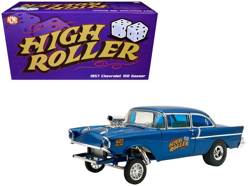 1957 Chevrolet 150 Gasser "High Roller" Blue Metallic Limited Edition To 300 Pieces Worldwide 1/18 Diecast Model Car By Acme 1