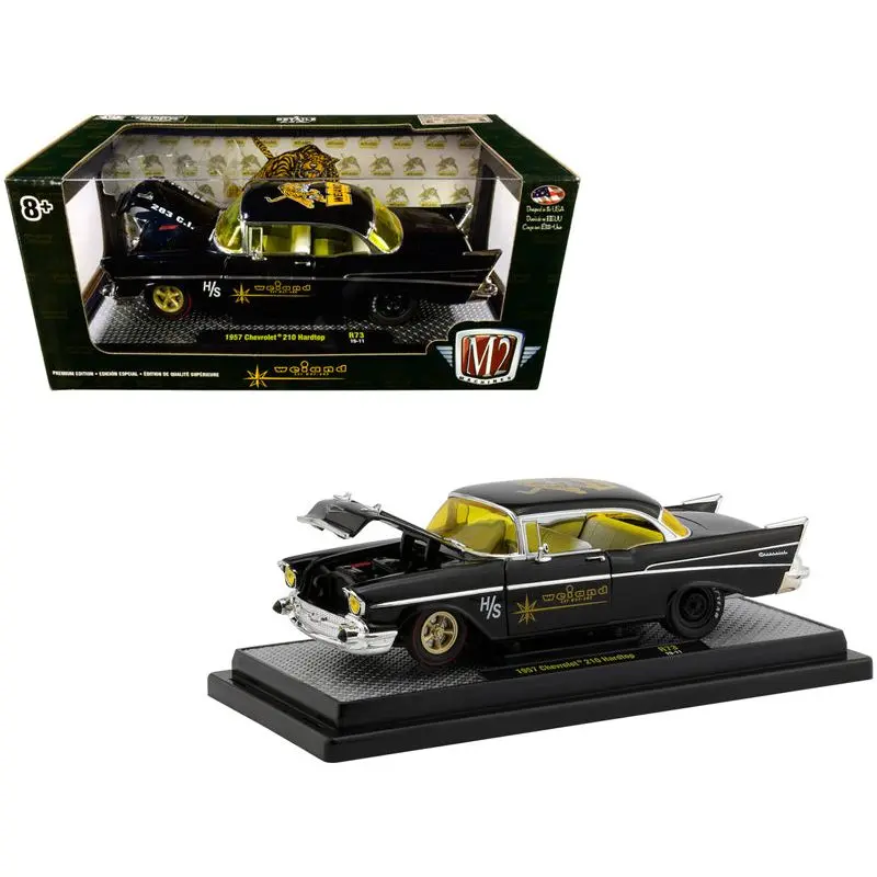 1957 Chevrolet 210 Hardtop "Weiand" Black Limited Edition To 5880 Pieces Worldwide 1/24 Diecast Model Car By M2 Machines 1
