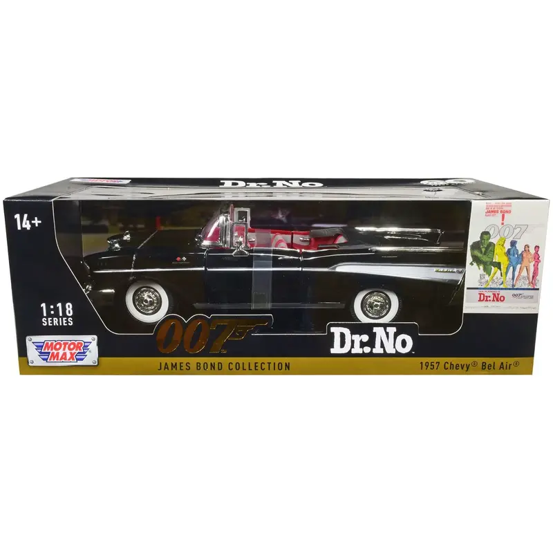 1957 Chevrolet Bel Air Convertible Black James Bond 007 "Dr. No" (1962) Movie 1/18 Diecast Model Car By Motormax 1