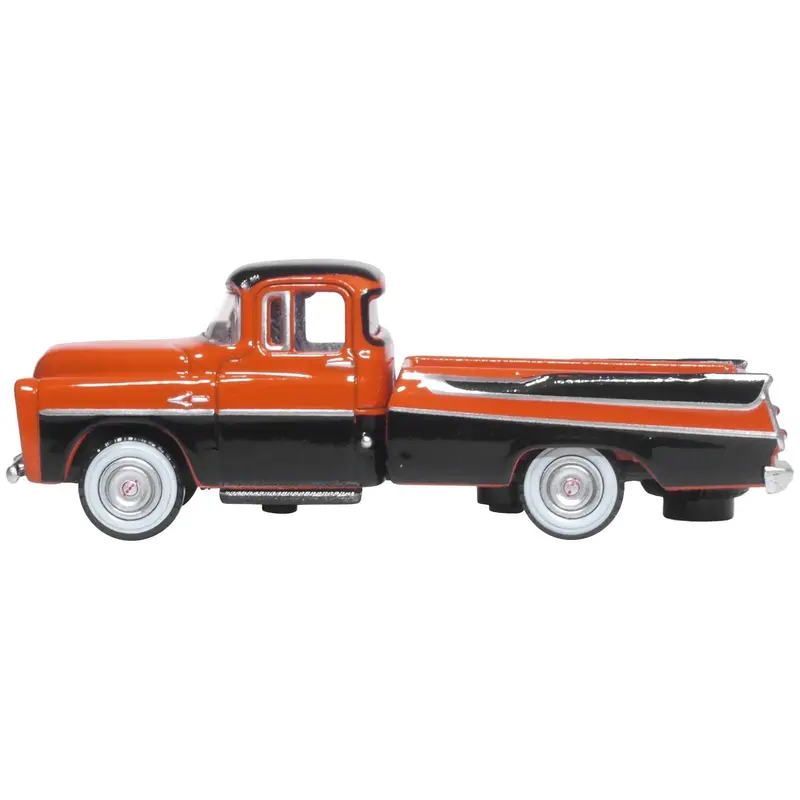 1957 Dodge D100 Sweptside Pickup Truck Omaha Orange And Jewel Black 1/87 (Ho) Scale Diecast Model Car By Oxford Diecast 1