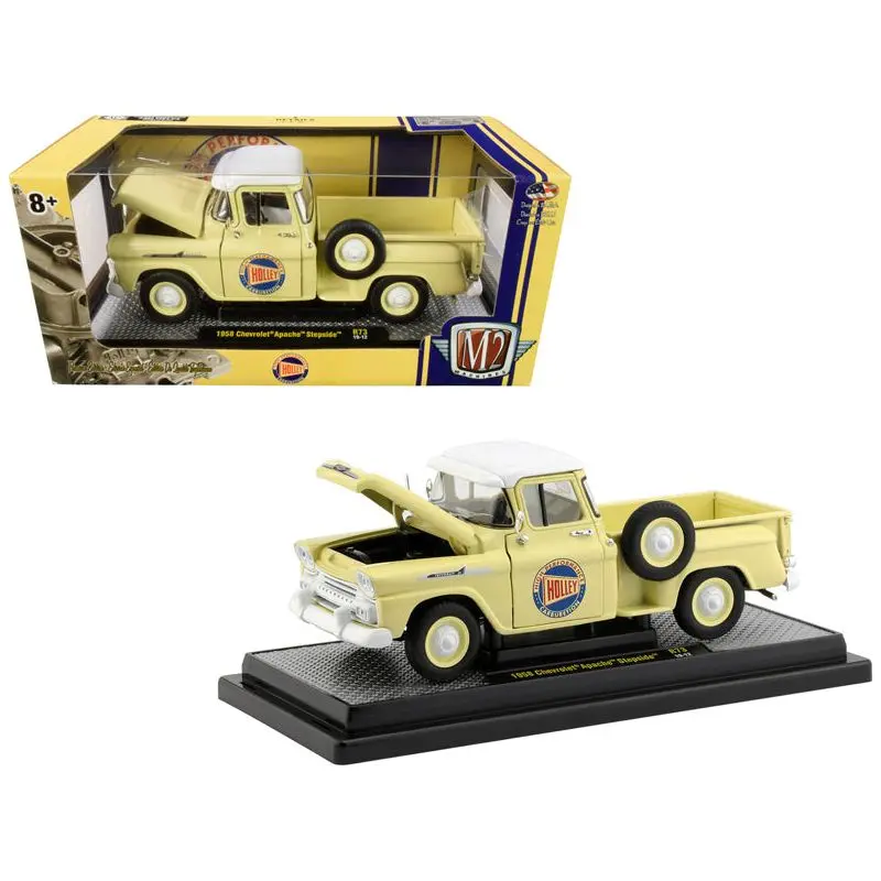 1958 Chevrolet Apache Stepside Pickup Truck Rich Cream With White Top "Holley" Limited Edition To 5880 Pieces Worldwide 1/24 Diecast Model Car By M2 Machines 1