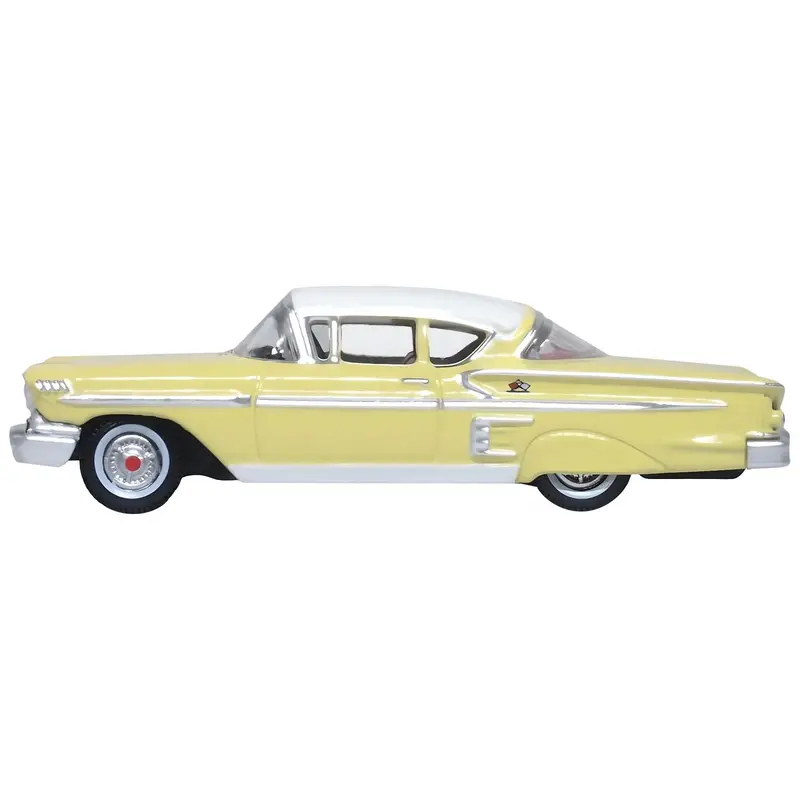 1958 Chevrolet Impala Sport Colonial Cream With Snowcrest White Top 1/87 (Ho) Scale Diecast Model Car By Oxford Diecast 1