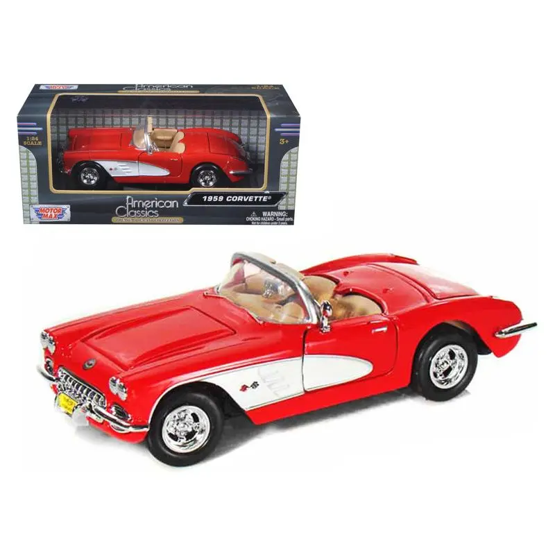 1959 Chevrolet Corvette Convertible Red 1/24 Diecast Model Car By Motormax 1