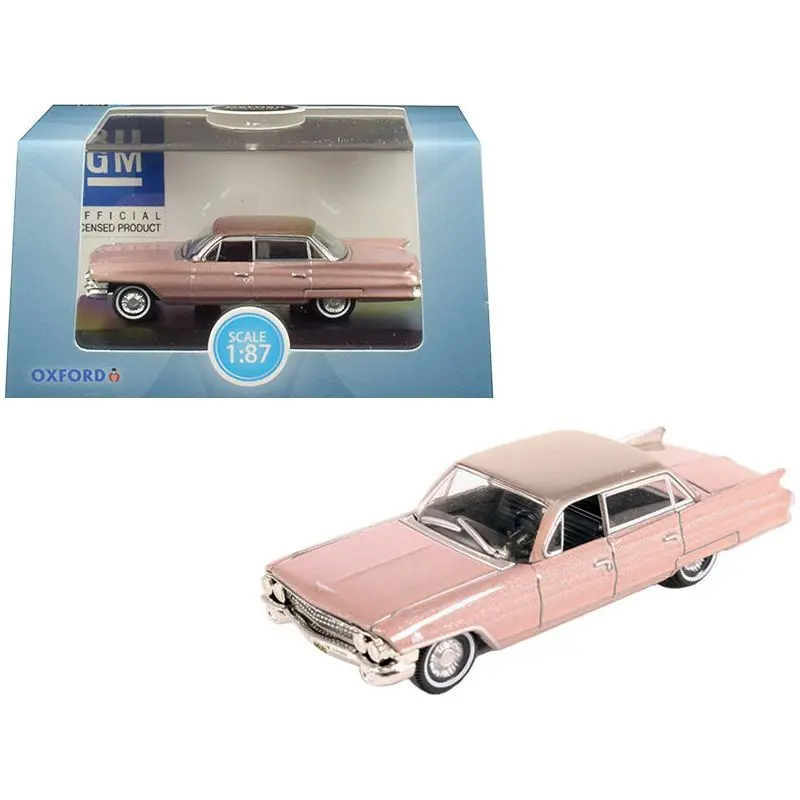 1961 Cadillac Sedan Deville Metallic Pink 1/87 (Ho) Scale Diecast Model Car By Oxford Diecast 1
