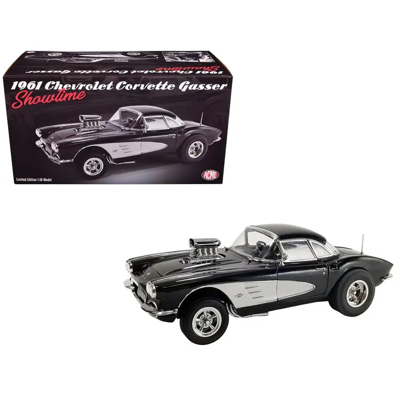 1961 Chevrolet Corvette Gasser "Showtime" Black Limited Edition To 318 Pieces Worldwide 1/18 Die Cast Model Car By Acme 1