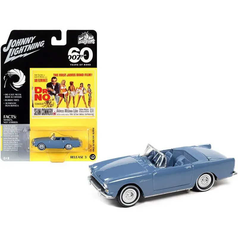 1962 Sunbeam Alpine Convertible Lake Blue James Bond 007 "Dr. No" (1962) Movie "Pop Culture" Series 3 1/64 Diecast Model Car By Johnny Lightning 1