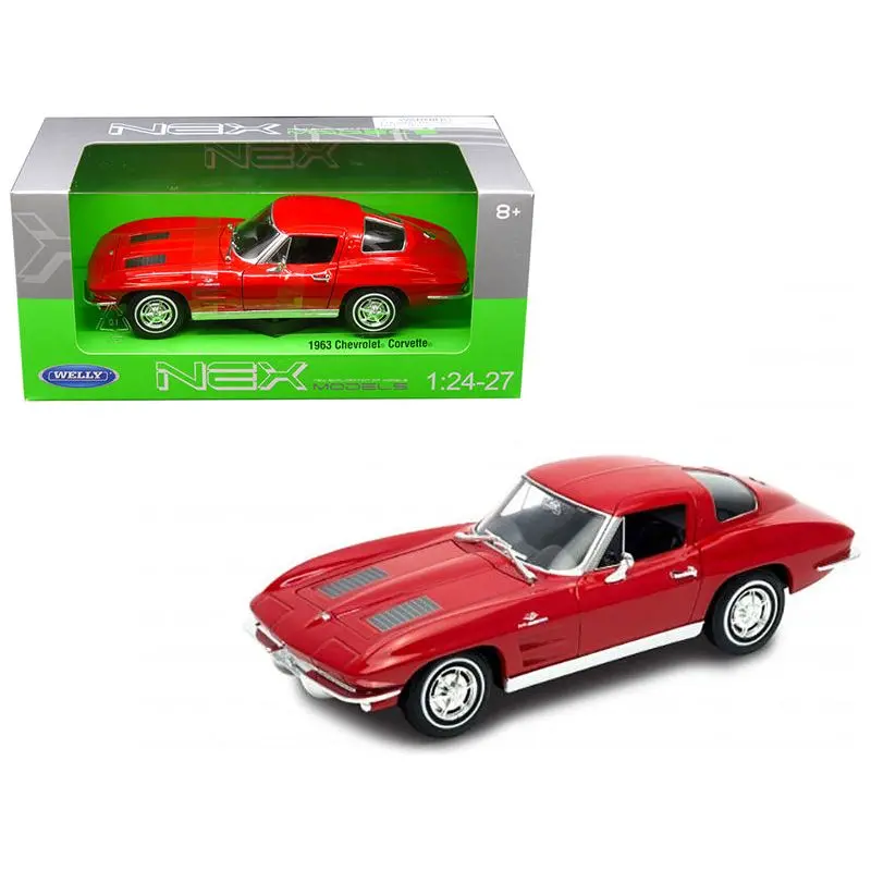 1963 Chevrolet Corvette Red 1/24-1/27 Diecast Model Car By Welly 1