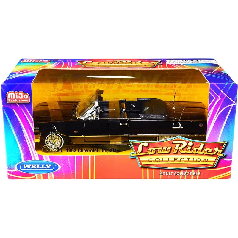 1963 Chevrolet Impala Ss Convertible Black "Low Rider Collection" 1/24 Diecast Model Car By Welly 1
