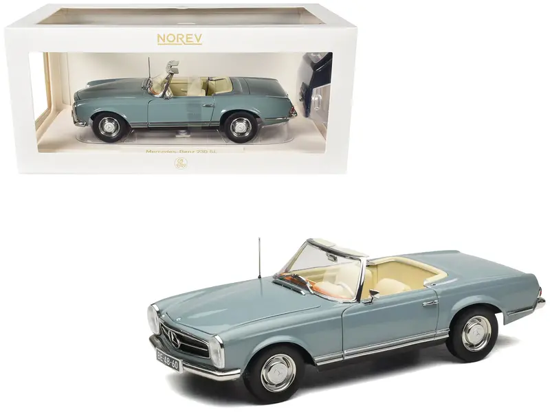 1963 Mercedes-Benz 230 Sel Horizon Blue With Cream Interior 1/18 Diecast Model Car By Norev 1