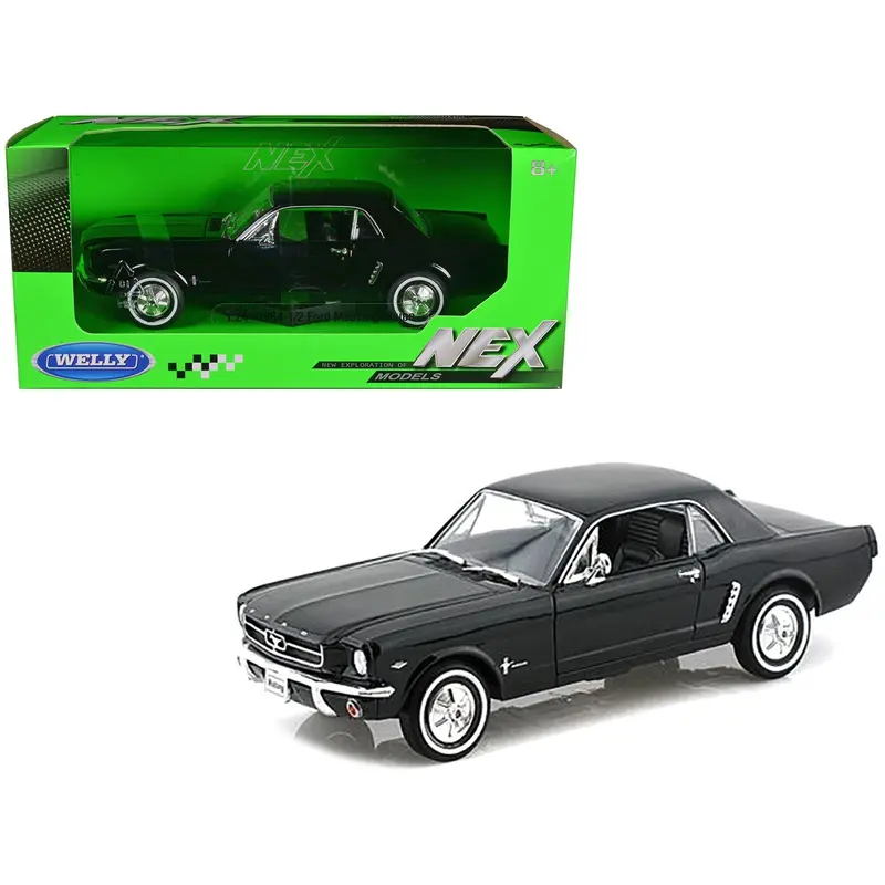 1964 1/2 Ford Mustang Coupe Hard Top Black 1/24 Diecast Model Car By Welly 1