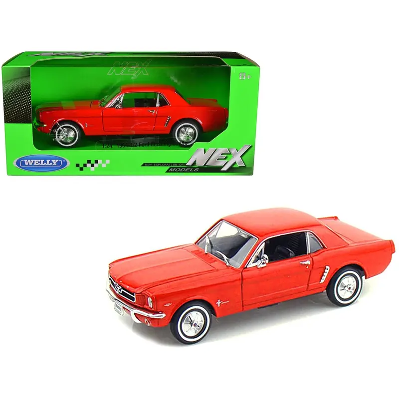 1964 1/2 Ford Mustang Coupe Hardtop Red 1/24 Diecast Model Car By Welly 1