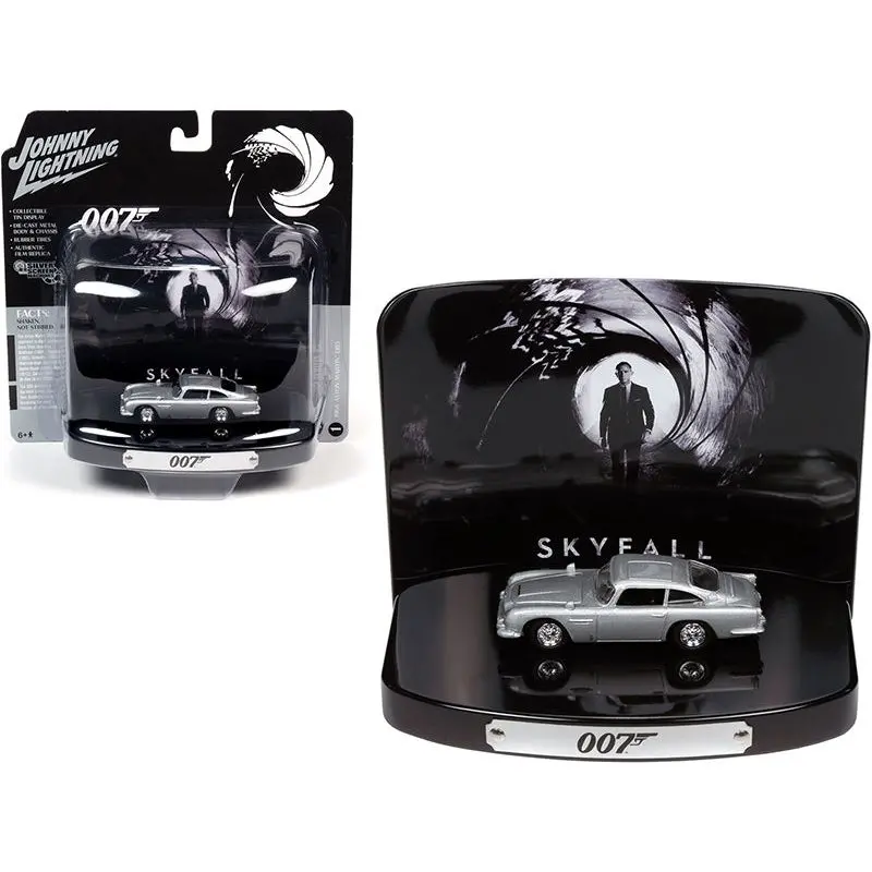 1964 Aston Martin Db5 Silver Birch With Collectible Tin Display "007" "Skyfall" (2012) Movie (23Rd In The James Bond Series) 1/64 Diecast Model Car By Johnny Lightning 1