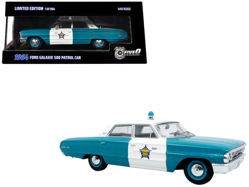 1964 Ford Galaxie 500 Police Car "Chicago Police Department" Blue And White "Five0" Series Limited Edition To 504 Pieces Worldwide 1/43 Diecast Model By Iconic Replicas 1