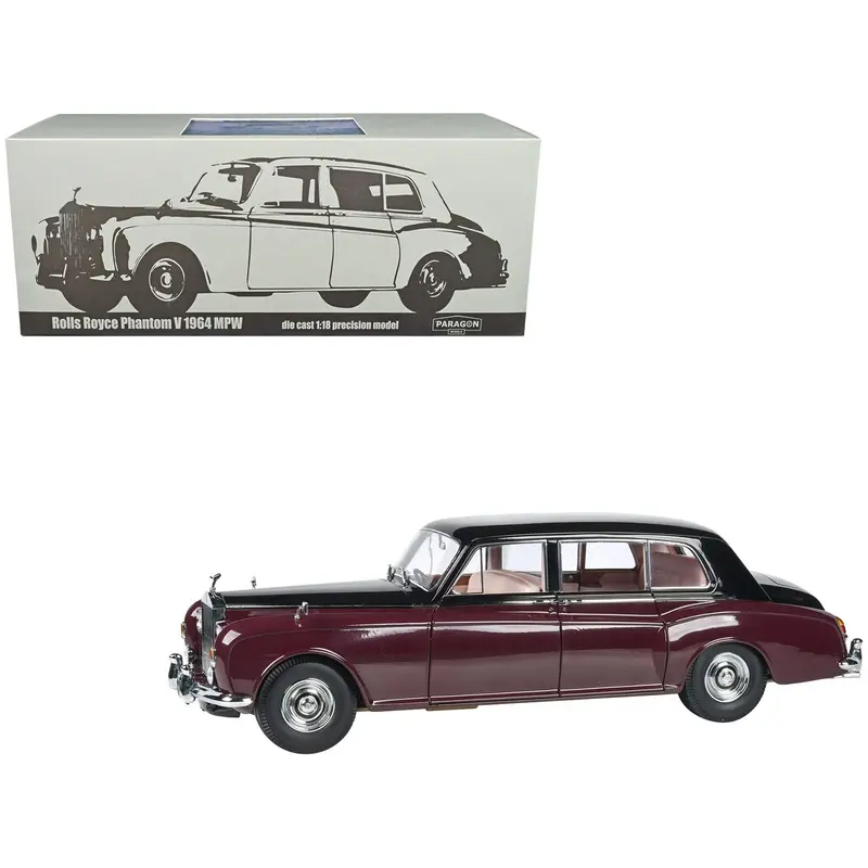1964 Rolls Royce Phantom V Duotone Royal Garnet Red And Mason's Black 1/18 Diecast Model Car By Paragon Models 1