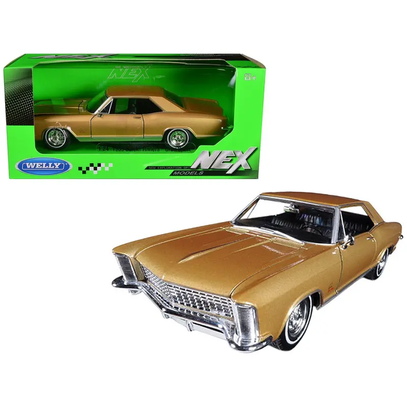 1965 Buick Riviera Gran Sport Gold Metallic 1/24 Diecast Model Car By Welly 1