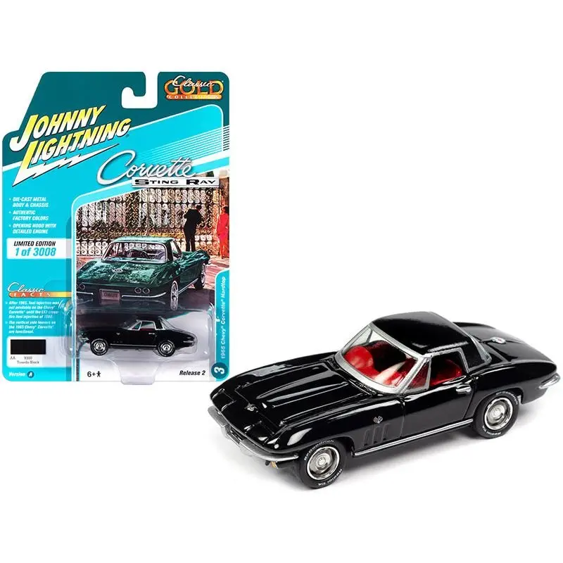1965 Chevrolet Corvette Hardtop Tuxedo Black With Red Interior "Classic Gold Collection" Limited Edition To 3008 Pieces Worldwide 1/64 Diecast Model Car By Johnny Lightning 1