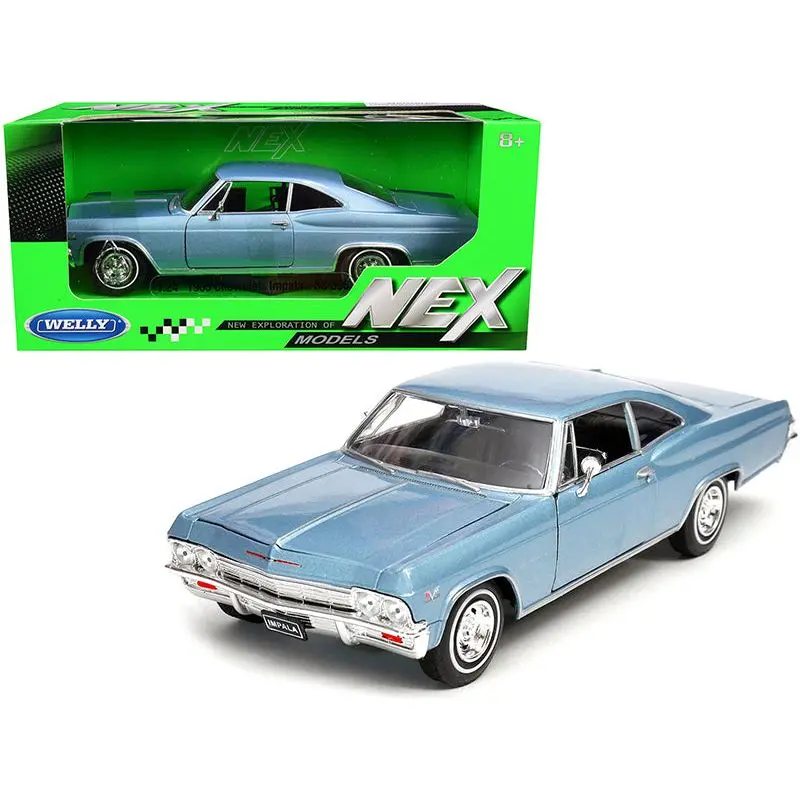 1965 Chevrolet Impala Ss 396 Light Blue 1/24 Diecast Model Car By Welly 1