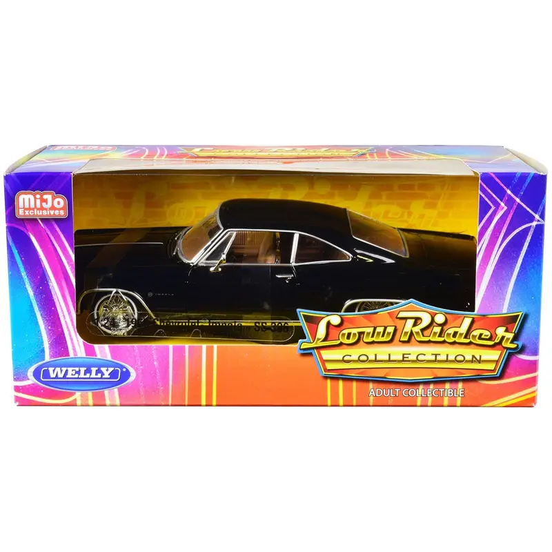 1965 Chevrolet Impala Ss 396 Lowrider Black With Brown Interior "Low Rider Collection" 1/24 Diecast Model Car By Welly 1