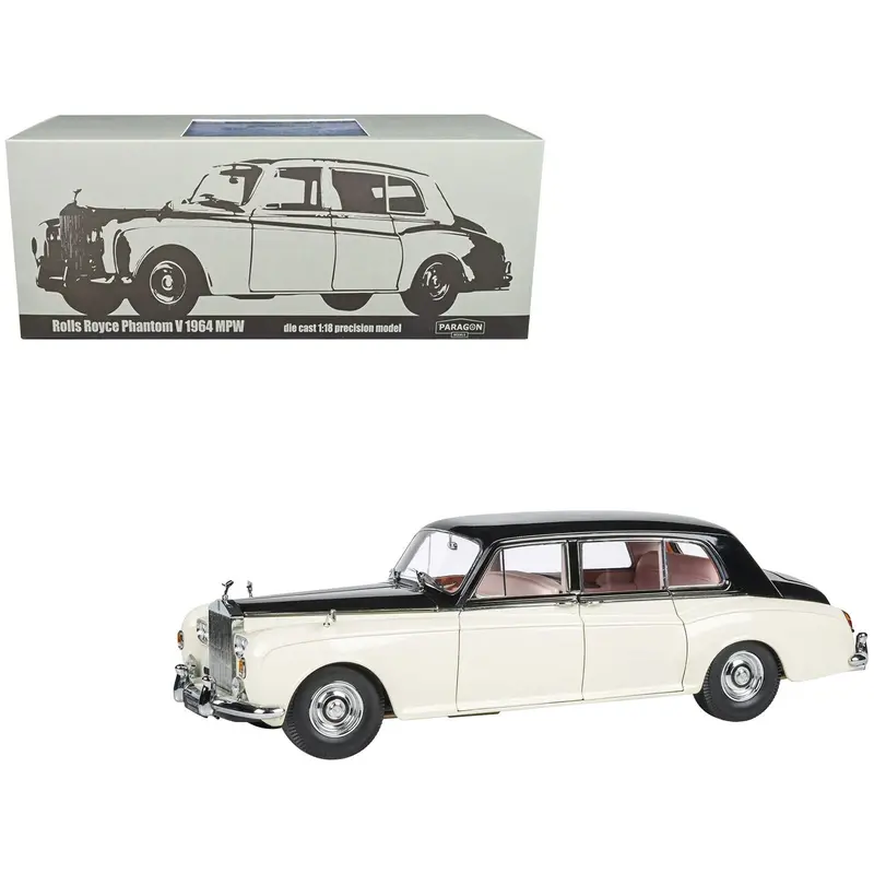 1965 Rolls Royce Phantom V Duotone Ivory White And Mason's Black 1/18 Diecast Model Car By Paragon Models 1